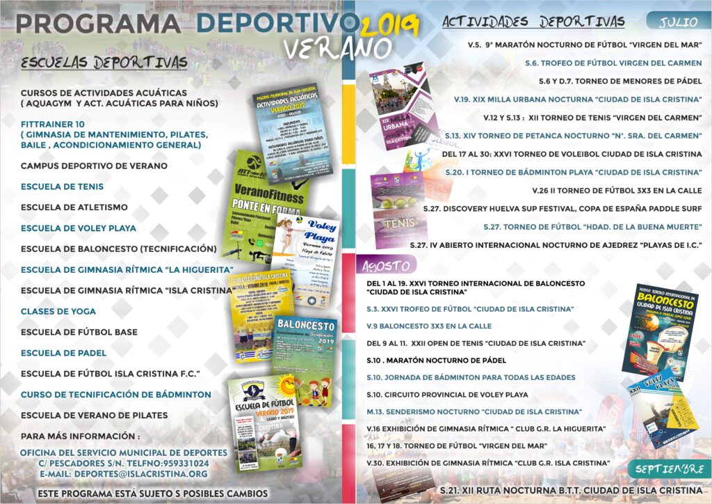 PROGRAMACIÓN DEPORTIVA VERANO 2019
