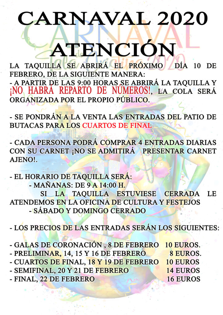 INFORMACIÓN VENTA DE ENTRADAS