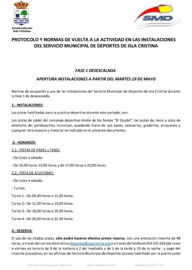 PROTOCOLO Y NORMAS INDIVIDUALES DEL SERVICIO DE DEPORTES