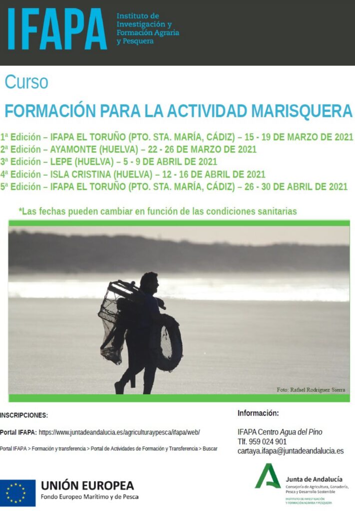 ISLA CRISTINA ACOGERA UN CURSO DE FORMACION PARA LA ACTIVIDAD MARISQUERA IMPARTIDO POR EL IFAPA