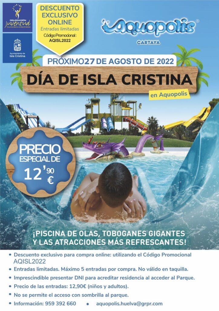 Día de Isla Cristina en Aquopolis el 27 de Agosto