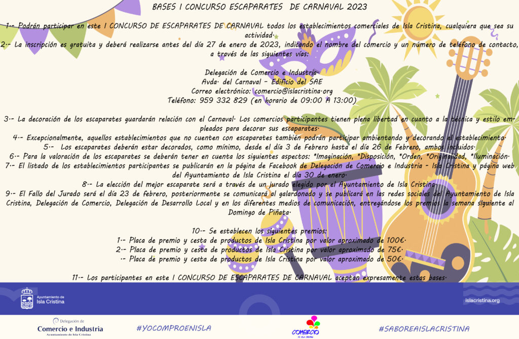 BASES I CONCURSO ESCAPARATE CARNAVAL 2023