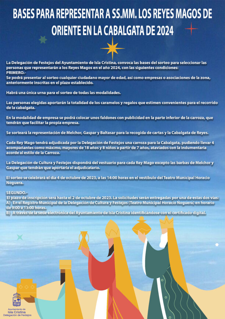 Bases para la próxima convocatoria de SSMM Los Reyes Magos de Oriente - 2024